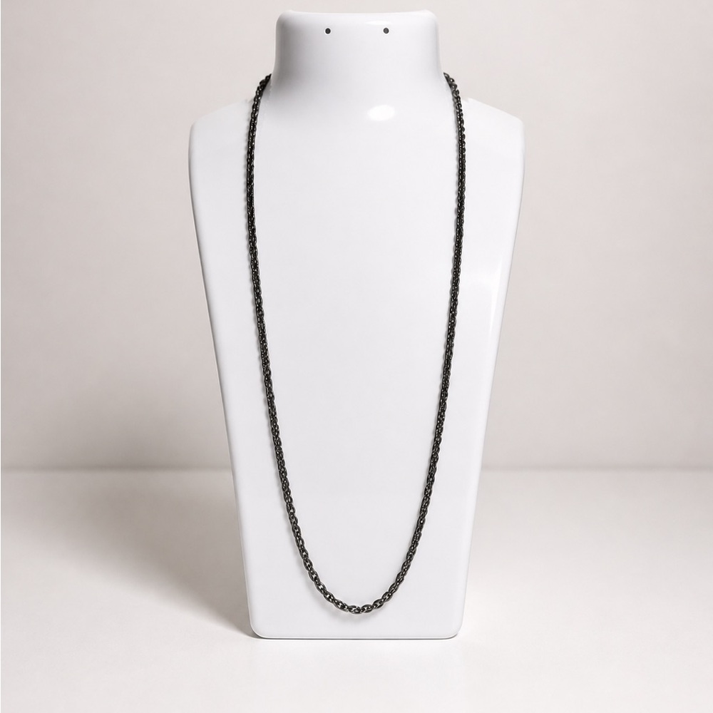 Long Black Rope Chain Necklace - Men’s Jewelry